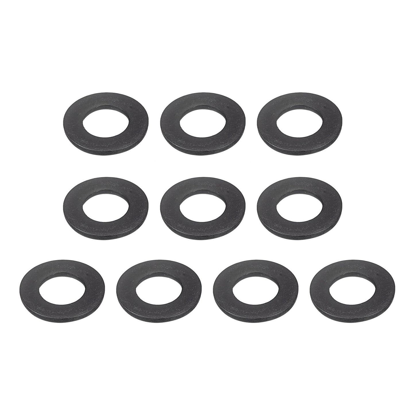 uxcell Carbon Steel Flat Washer Fits M10 Bolts, 10pcs M10 x 20 x 2mm Black Oxidized Grade 8.8 Alloy Steel Fasteners for Mechanical Industry