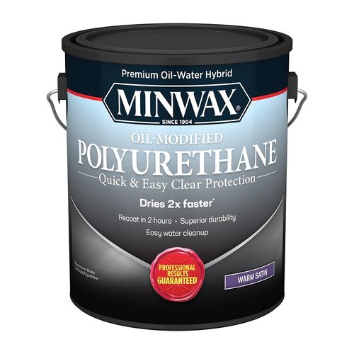 Minwax Water Based Oil-Modified Polyurethane, Warm Satin, Clear, 1 Gallon