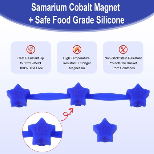 8pcs Air Fryer Silicone Magnets Set, Include 4 Star-Shaped Long Silicone Strip and 4 Star-Shaped Magnet Buckle Air Fryer Accessories for Holding Down Parchment Paper Liners(Blue)