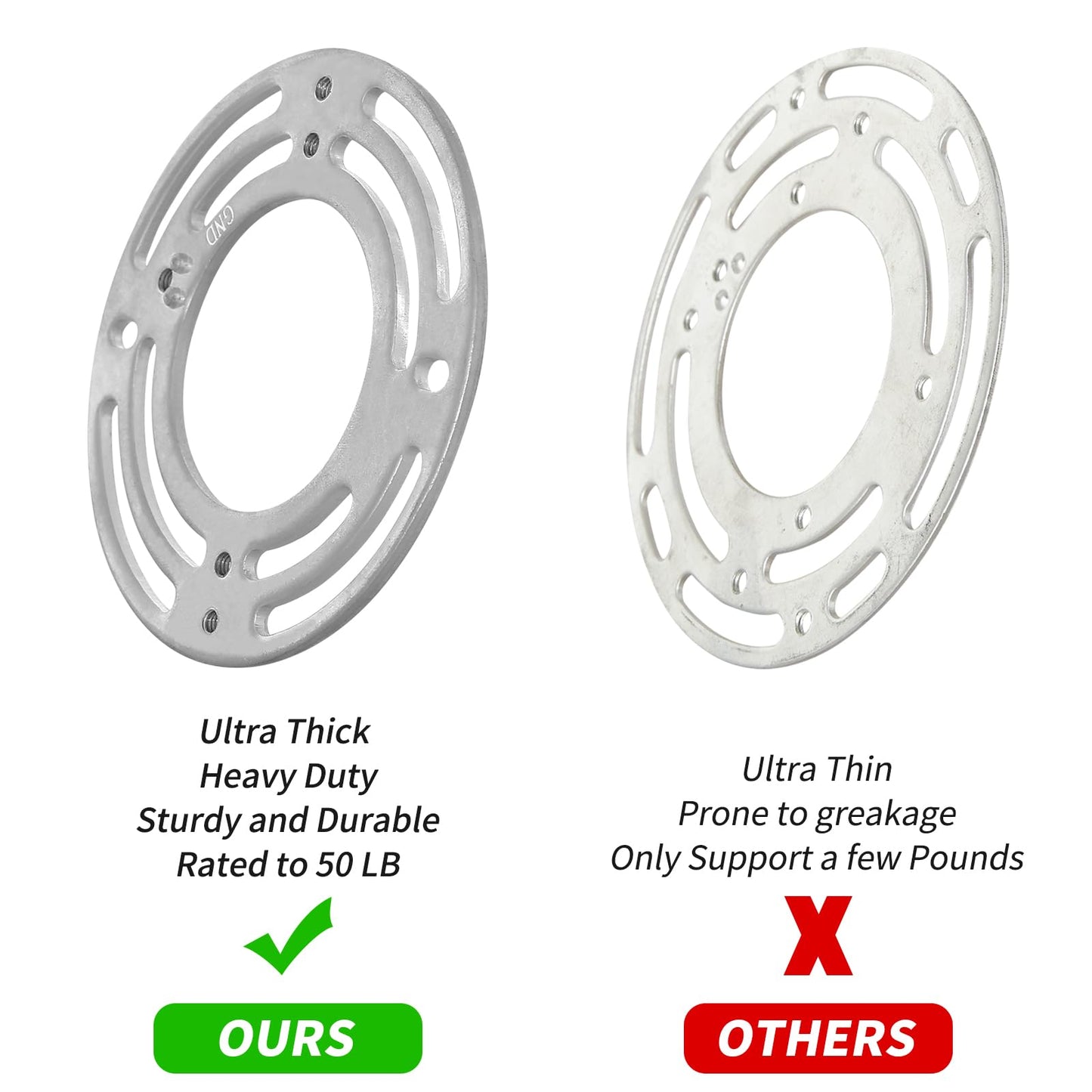 GNOLAK 6 Pack Universal Light Fixture Mounting Bracket Heavy Duty 50 LB Rated, 4 Inches Diameter Steel Round Light Crossbar Black Acorn Cap Nuts for Ceiling Pendant Light Chandelier Wall sconces