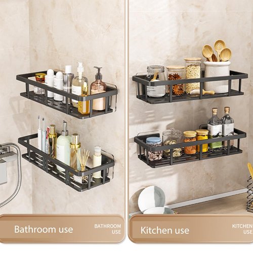 1pc Multipurpose Self - Adhesive Wall - Mounted Shelf: A Great Fit for Bathroom and Kitchen Storage Solutions