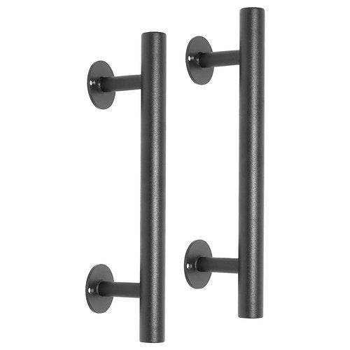 Purife 12'' Black Iron Gate Handles and Pulls Pack of 2, Garage Door Handles, Exterior Cabinet and Closet Gate Pulls