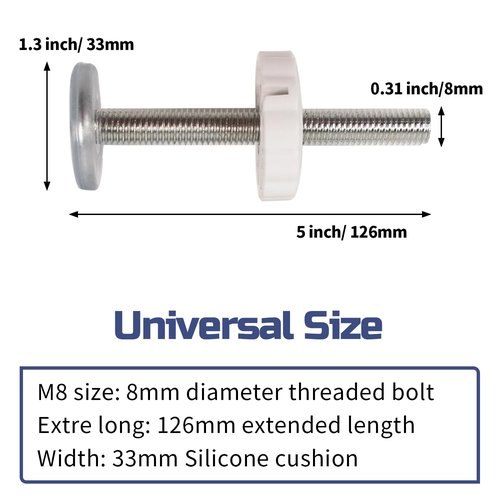 4-Set Universal M8 (8mm) Threaded Rods for Baby & Pet Safety Gates,Extra Long Baby Tension Gate Extender (White)