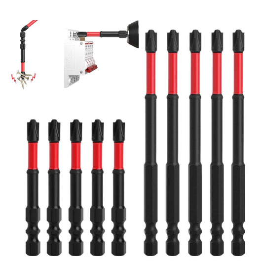 10pcs FPH2 Impact Screwdriver Bit Set for Electricians, S2 Steel 65mm & 110mm Slotted Heads 1/4 Inch Hex Shank, Magnetic Cross Slot Screw Driver Drill Bits Used Electricians