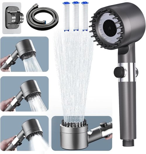 Ion Drops Shower Head with High Pressure (Clean Tub & Pet), Multi-Mode Shower Head with 60 Inch Hose, Filtered Showerhead Remove Chlorine, Massageable Shower Heads with ON/OFF Switch