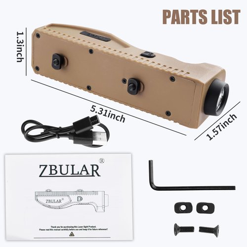 ZBULAR Tactical Weapon Light, 1450 Lumens, M-Lcok Compatible, Strobe Function,USB Rechargeable, Desert Tan