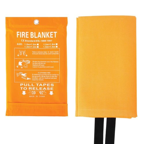 Parcil Safety SB-500 Large Silicone Coated Emergency Fire Blanket (60 in. x 60 in.) Emergency Kit Fire Extinguisher for Home & Kitchen, Woven Fiberglass Household Essentials, Chemical Free, No Mess