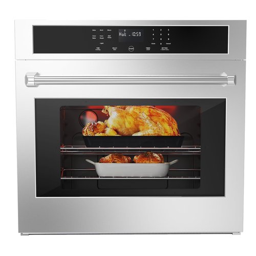GustoWave 30 Inch Wall Oven Single Wall Ovens, 4.8 Cu. Ft. Electric Built-In Convection Oven, 3800W Broil Bake Roast Function Range, Touch Control, LED Display, Timer, Safety Lock