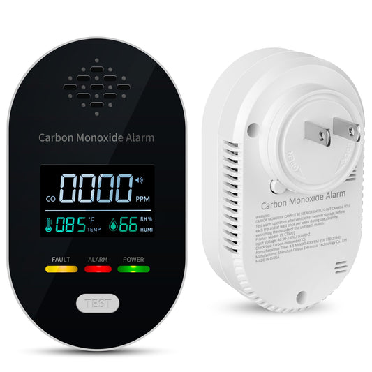 3-in-1 Carbon Monoxide Detectors, Carbon Monoxide Detector Plug in with Temperature Humidity Sensor Built-in, Carbon Monoxide Alarm with Clear LCD Display and Sound Warning, Easy to Install