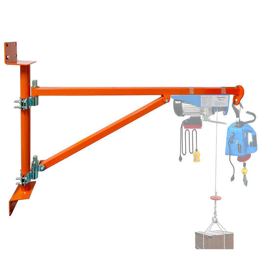 Wall Mount Jib Crane,Hoist Bracket,660lbs Max Load Capacity Electric Scaffolding Lift,All Steel Construction,Electric Hoist Holder Swing Arm with Pole,Shop Crane Jib with 180 Degree Rotation