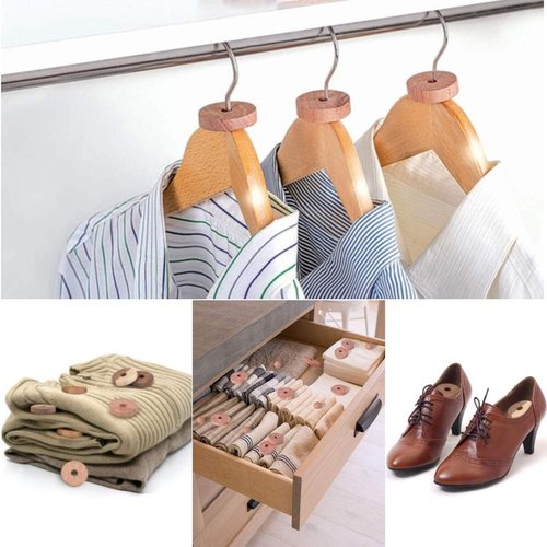 Brite Lightingtech Cedar Blocks for Clothes Storage 60PCs, Red Cedar Hang Ups, Balls, Rings and Sachet Bags for Closets and Drawers