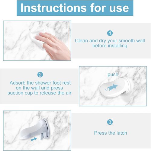 Freshystep Shower Step, Portable Shower Step with Powerful Suction Cup and No Drill Design for Shaving Legs, Shower Foot Rest for Toilet Use, Adjustable Bathroom Pedal for All Ages