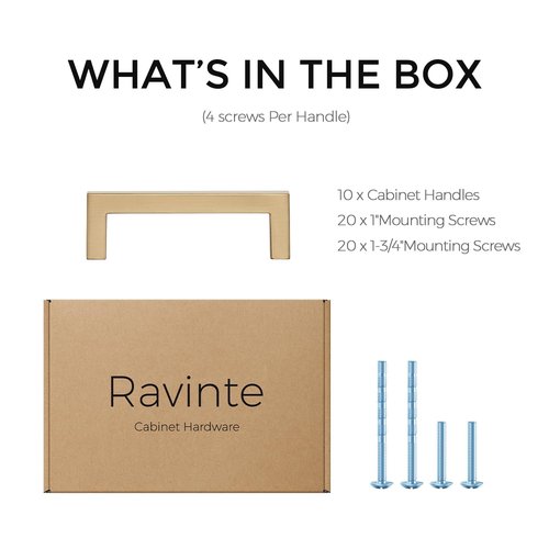 Ravinte Cabinet Handles Solid Slim Champagne Bronze 10 Pack 3 Inch Hole Center Square Bar Drawer Handles Kitchen Cabinet Pulls Drawer Kitchen Cabinet Hardware
