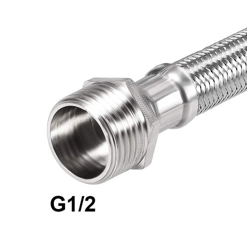 uxcell Faucet Supply Line Connector G1/2 Female x G1/2 Male 20 Inch Length 304 Stainless Steel Hose 2Pcs
