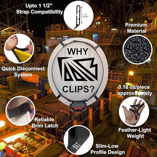 Taaib¢â 8-Pack Multipurpose Full Brim Hard Hat Clips Hooks for Headlamp Light and Safety Goggle Strap Holder, Light Mount, 2-in-1 Safety Helmet Accessories, Compatible with MSA V-Gard