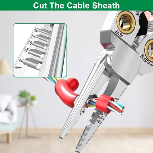 8 in 1 Wire Stripper with Voltage Tester, 2025 New Multifunctional Plier Tools, Foldable Wire Stripper Electrical Pliers for Cutting and Pulling Pliers, Durable Crimping Tool for Home Repair (1pcs)