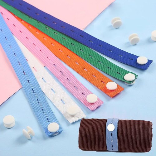 10PCS Random Color Adjustable Clothes Storage Elastic Band, Roll-up Clothing Storage Strap with Button and Buttonholes, Space Saver