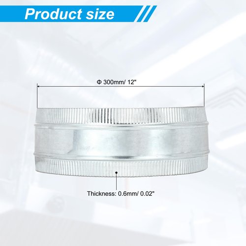 PATIKIL 12 Inch Duct Connector Coupling, Galvanized Steel Straight Dryer Vent Coupler Flexible Ducting Collar Connector Round Crimped Ventilation Duct Extension for HVAC System Pipe