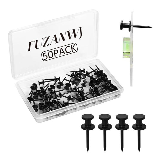 FUZANWJ 50Pcs Double Headed Picture Hanging Nails, Thumb Tacks for Wall Hanging, Picture Hangers, Renter Friendly Decor Picture Hanging Kit for Drywall or Wooden Wall Home Office Photo Decorations