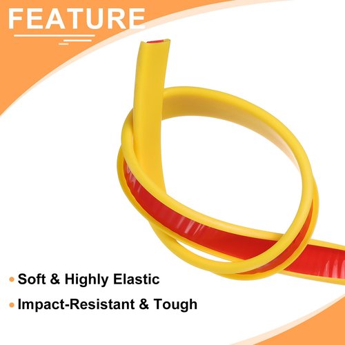 HARFINGTON U-Shape Edge Banding 5/8" x 19.7ft (16mm x 6M) Self Adhesive TPE Flexible Veneer Tape Soft Edge Strip Protector for Furniture Cabinet Table Protection Repair, Yellow