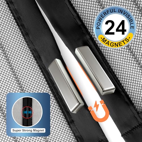 METAONLY Magnetic Screen Door Mesh 38x82 Inch Fits 36x80 Door Black - Easy Install