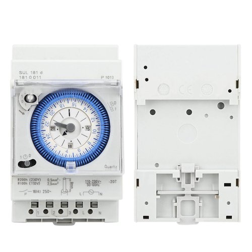 Baxnore SUL181D Mechanical Timer 24 Hours, Time Switch Relay with DIN Rail Mount, 15 Min Interval Setting for Industrial Lighting Farm Automation