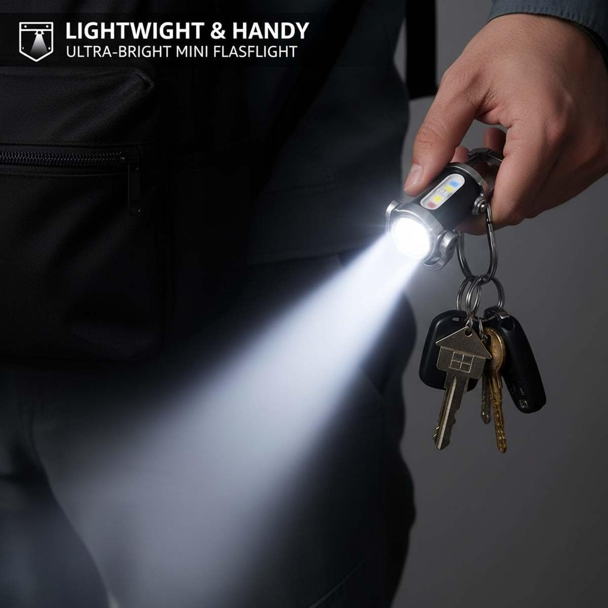 Portable Rechargeable Keychain Flashlight, 1200 Lumens Mini Key Chain Light with 7 Modes, EDC Small Flashlights Rechargeable Waterproof, Tiny LED Flashlight for Keychain Purse Pocket for Men Women