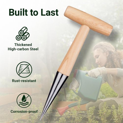 Plant Hole Digger for Planting 2025 New Pointed Soil Hole Digging for Sowing Seeds, Handheld Garden Seed Planter Tool for Flowers Vegetables Seed Dispenser - T Shaped Handle - Easy to Drill Holes