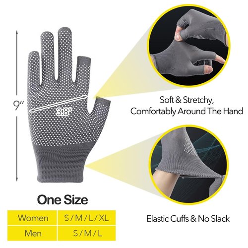 High Dexterity Nylon 13 Gauge Knit Glove with PVC Dots Plam Grip- Lightweight Open Finger Gloves Slip Breathable Fingerless Gloves-4 Pairs