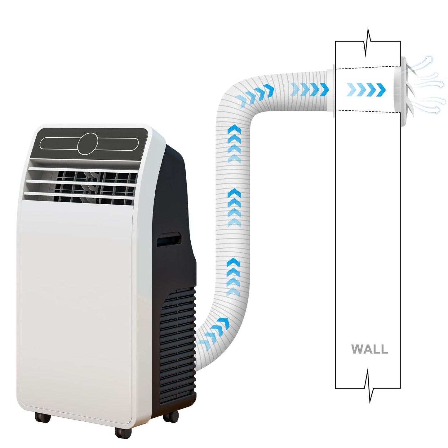 Maasechs Portable Ac Exhaust Hose Vent Wall Mount Connector Kit with 80 Inches Hose and 5 Inches Louvered Vent Cover Ac Exhaust Tube Coupler for 5 in and 5.5 in Tube (Louvered Vents Cover)