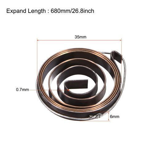uxcell Drill Press Return Spring, Quill Spring Feed Return Coil Spring Assembly, 2.2Ft Long, 35 x 6 x 0.7mm 3PCS