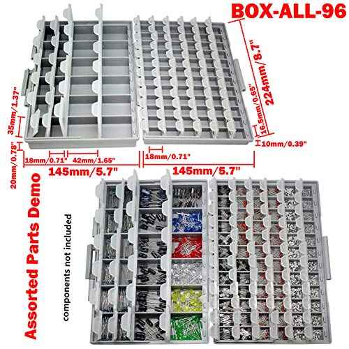 AideTek BOXALL96 96 Lids Enclosure SMD SMT Parts Organizer Surface Mount Box Labels