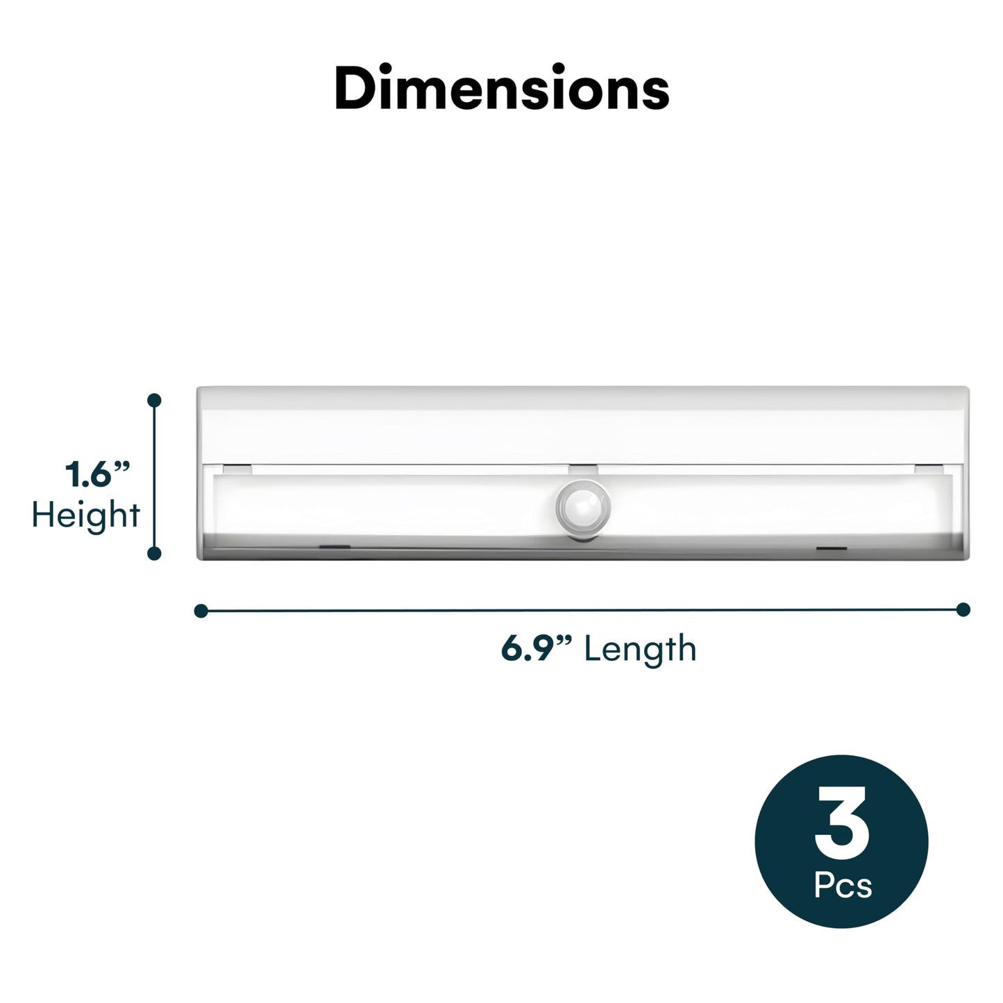 Brilliant Evolution Wireless LED Stair Lights with Motion Sensor - 3-Pack Battery Operated Night Light for Indoor Stairs, Hallways, and Closets - Stick On Motion Lights - 3000K Warm White - 7x2-Inch