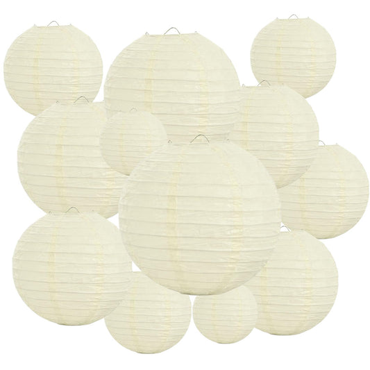 20Pcs Cream Paper Lanterns for Parties, 6” 8” 10” 12” Chinese Asian Hanging Round Paper Lanterns for Birthday Wedding Halloween Christmas Home Decor Party Decor