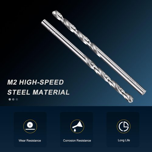 PATIKIL #25 Drill Bit, Jobber Straight Shank M2 High-Speed Steel 118° Point Tip Uncoated Bright for Stainless Steel Hard Metal - 12 Pack