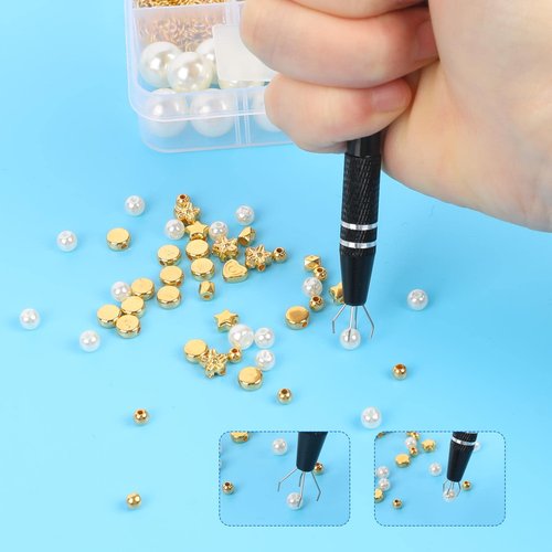 3 Pack 4 Prongs Jeweler's Pick up Tool Stainless Steel Piercing Ball Grabber 4-Claw Pick up Tool for Small Parts Pearl Grabber for IC Chip Electronic Components Nails Clamping
