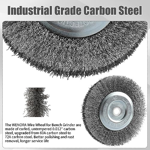 6-Inch Wire Wheel for Bench Grinder, 0.012 Carbon Steel, Bench Grinder Wire Wheel with 1/2" & 5/8" Arbor Hole