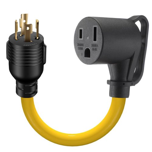 AMAKE NEMA L14-30P to 6-50R Generator Welding Machine Adapter Plug Power Cord,4 Plugs to 30 Amps RV Generator Adapter Cord,1FT 10AWG Heavy-Duty STW,for RV Generators