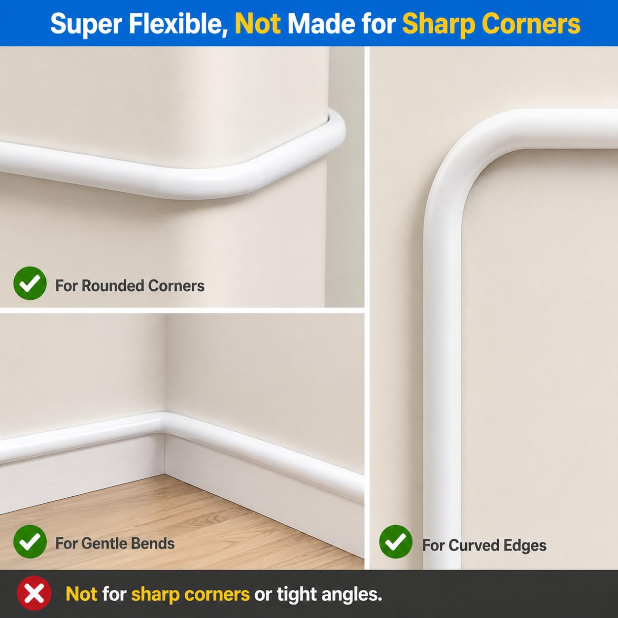 Cord Hider Raceway Kit, 39 inch Wall Cable Hider for 1 Cable, Silicone Material Hiding Wall Mount TV Powers Cords in Home Office, W0.59 H0.39in White