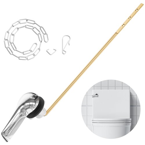 Universal Metal Toilet Handle Replacement Kit - Zinc Alloy Front-Mount Flush Lever with Stainless Steel Chain, Compatible with American Standard, Mansfield, Gerber (Chrome Finish) (Front-Mount)