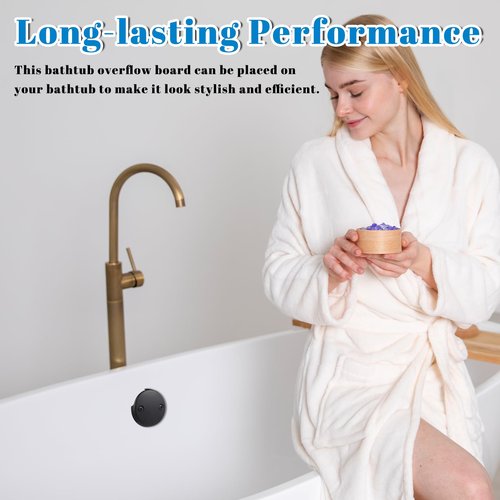 Lnngub Black Tub Overflow Cover 3-1/8" Two Hole Bathtub Overflow Plate with Two Matching Screws Stainless Steel Black Overflows Plate for Tub Most Standard Bathtub Drains