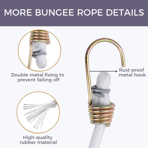 15pcs Elastic Rope Fixed Rope Tent Assembly Outdoor Accessories Strap Rope Binding Rope Hook Bungee Jump Rope, Used for Fixing Asphalt, Luggage Rack, Camping Indoor and Outdoor Activities