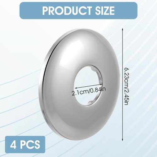 4 Pcs Stainless Steel Shower Arm Flange, Shower Head Cover Plate Round Escutcheon Plate Cover (2.4" OD, 0.8" ID), Bathtub Faucet Covers, Silver Replacement Tube Parts for Bathroom, Showers Head