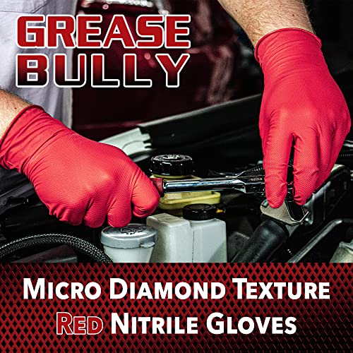 EPPCO Grease Bully 7-Mil Red Nitrile Gloves Disposable Powder Free, Latex Free Textured Superior Grip Glove, Singles