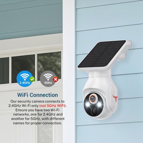 1080p Security Camera Wireless with Solar Panel, AI Human Detection, 2-Way Audio, Color Night Vision, 2.4G WiFi Only, Cloud Storage (Sold Separately), Indoor/Outdoor Surveillance Bullet Cam (WiFi)