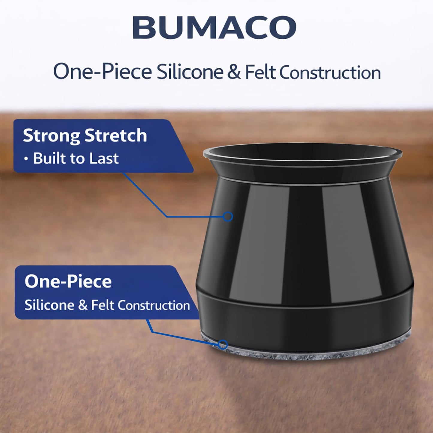 BUMACO Chair Leg Floor Protectors Chair Leg Protectors for Hardwood Floors Silicone Pads Covers to Protect Floors Black-40 Pcs Universal L (1-5/16" to 2")