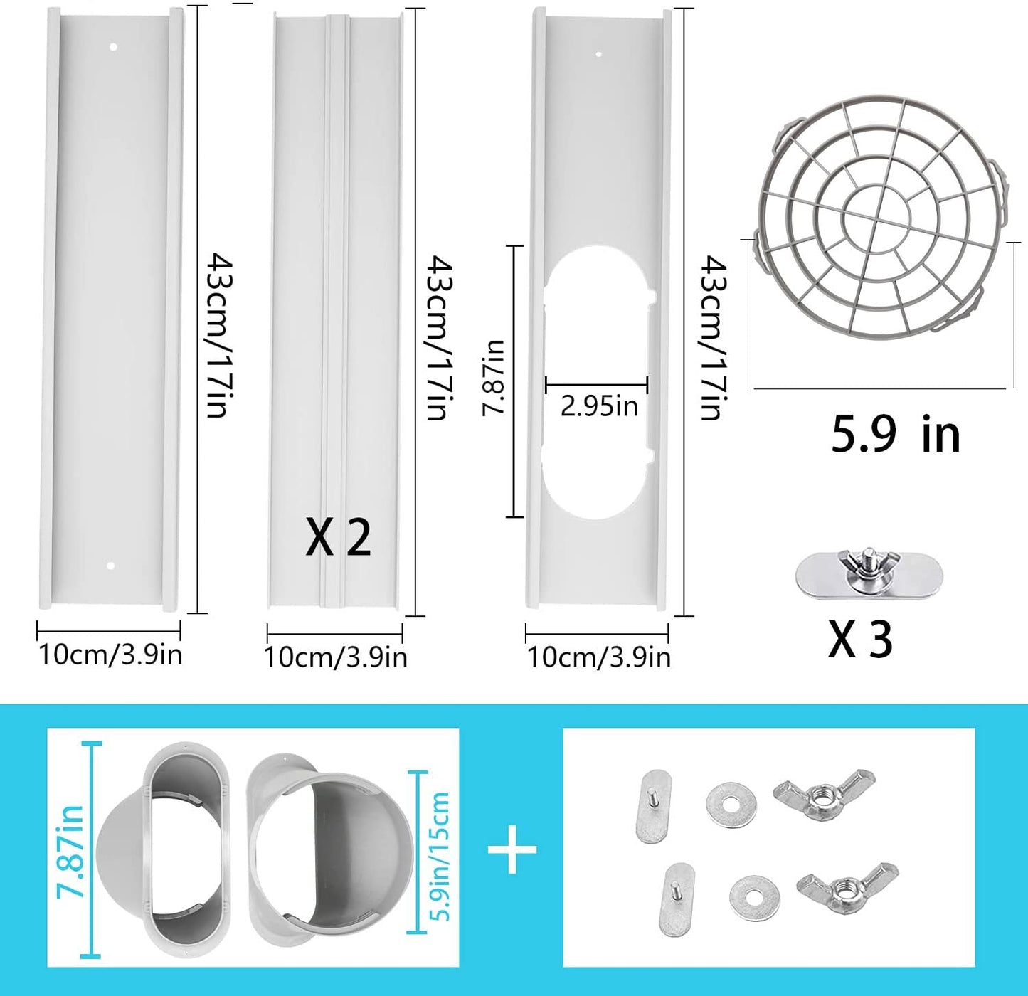 LEZIFU Portable Air Conditioner Kit with Hose, Adjustable Window Seal with 5.9 Inch Diameter 59" Length Hose for Vertical/Horizontal Window