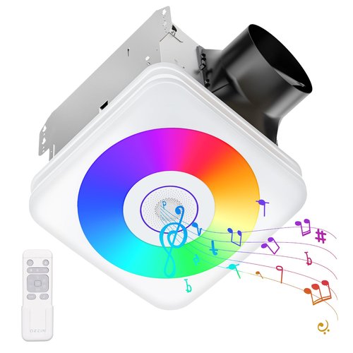 OREiN Bathroom Exhaust Fan with Bluetooth Speaker, 110/160 CFM 1.0 Sones Bathroom Fan with Light, 40W Shower Vent Fan with Light & Remote, 1500lm LED Light 2700K/4000K/6500K & Nightlight, Music Sync