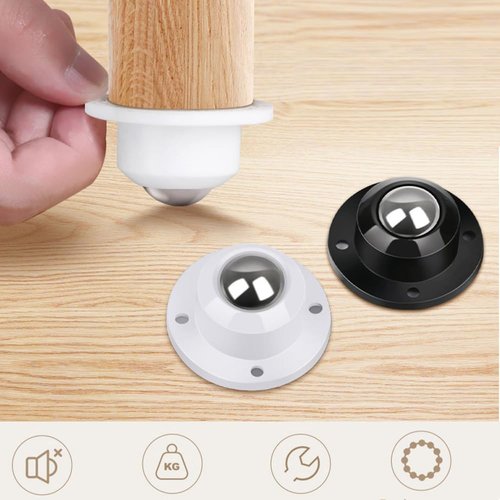 Dear Self Adhesive Caster Wheels for Furniture, Storage Box, Trash Can - Stainless Steel Universal Pulley 360 Degree Rotating Swivel Wheels - 1 Inch Low Profile - Black - 4 Pack