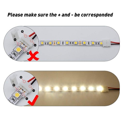 LightingWill 10pcs/Pack Strip Wire Solderless Snap Down 2Conductor LED Strip Connector for 10mm Wide 5050 5630 Single Color Flex LED Strips
